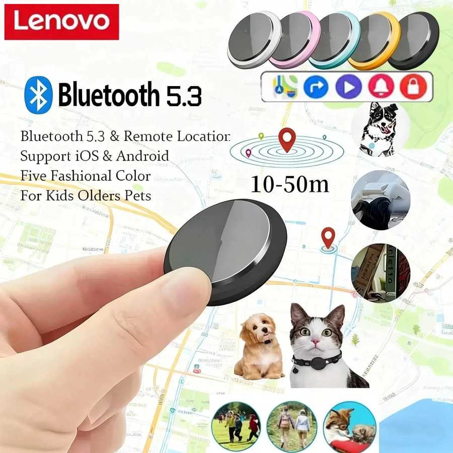 GPS-трекер Lenovo Bluetooth 5.3, мини-устройство для отслеживания домашних животных, детей, сумок, кошельков, совместимое с IOS и Android, умный локатор. Доступ к автоматизации здания