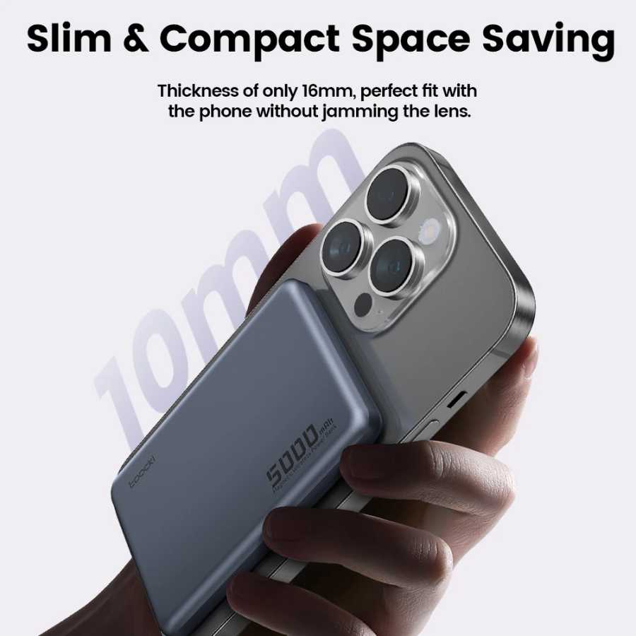 Фотография №3 товара Магнитный Power Bank Toocki 5000 мАч 15 Вт с беспроводной