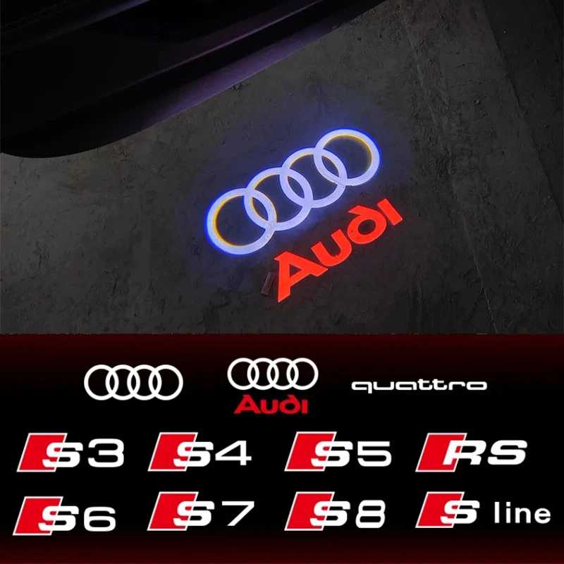 Для Audi A4 A3 8V 8P 8L A6 C5 C6 C7 A5 A7 Q3 Q5 Q7 S3 S4 S6 RS Sline Quattro Автомобильная HD-проекторная лампа Светодиодная лампа для автоматической двери Добро пожаловать Аксессуары для салона