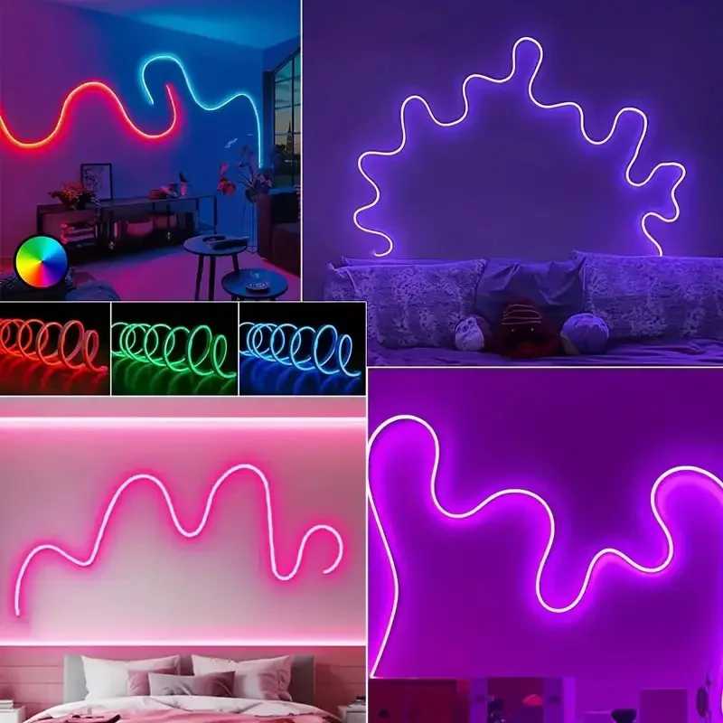Фотография №5 товара Светодиодная неоновая лента RGB 3535 с Bluetooth, синхронизацией музыки, водонепроницаемая,