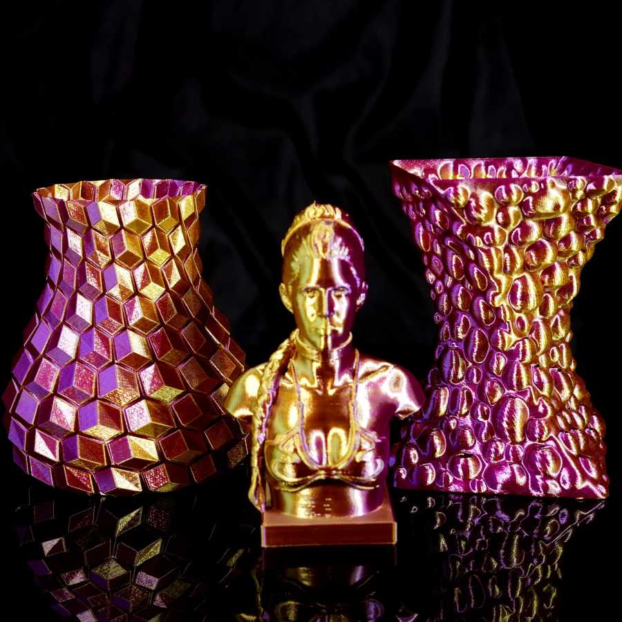 Фотография №3 товара Двухцветная шелковая нить PLA Gratkit, двухцветная 1,75 мм, 1 кг,