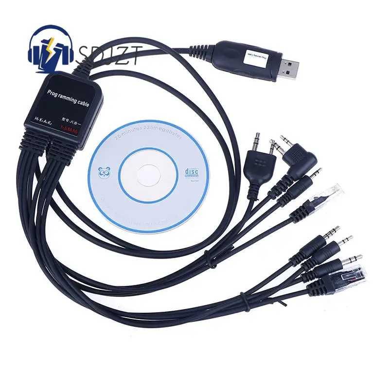 USB-кабель 8 в 1 для kenwood, baofeng, motorola yaesu, icom, портативная рация, автомобильное радио, CD-программное обеспечение Walkie Talkie Аксессуары & Запчасти