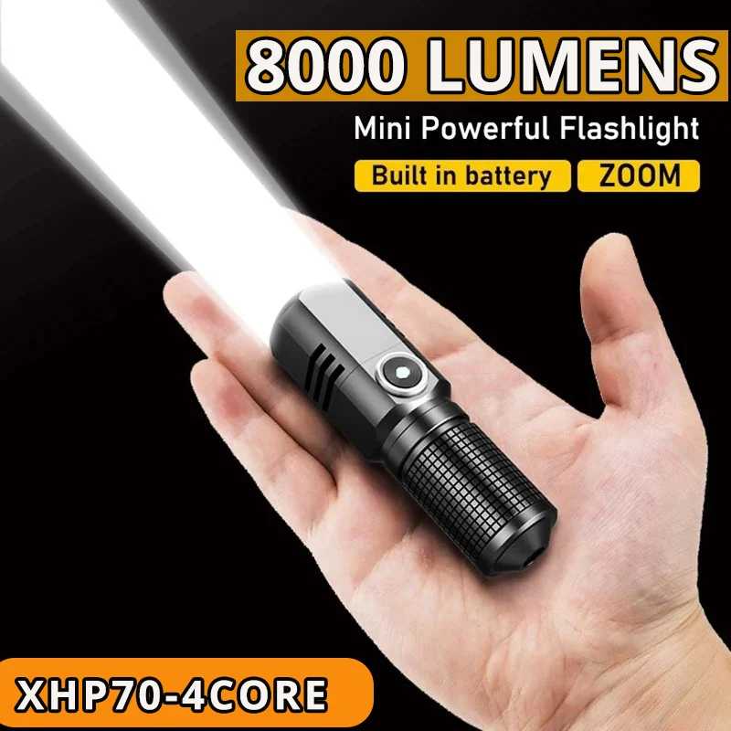 Супер яркий светодиодный фонарик MINI XHP50, USB-фонарик, перезаряжаемый зум, рыболовный фонарь, мощный 3-режим освещения, лампа для кемпинга Портативное освещение