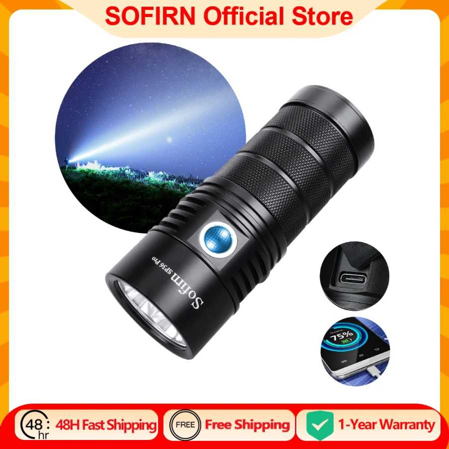 Sofirn SP36 Pro 8000 лм Мощный светодиодный фонарик 4 * SST40 USB C Перезаряжаемый 18650 фонарь Портативное освещение