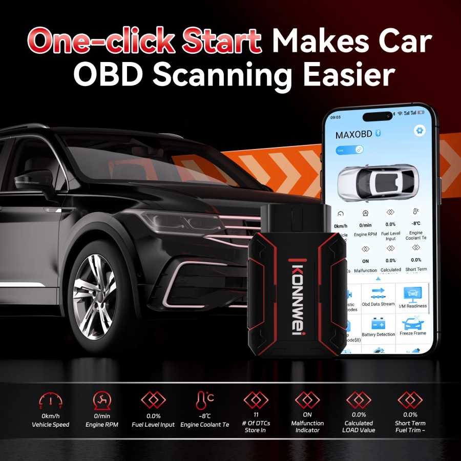 Фотография №1 товара Диагностический сканер KONNWEI MAXOBD Full System OBD2 с Bluetooth 5.2,