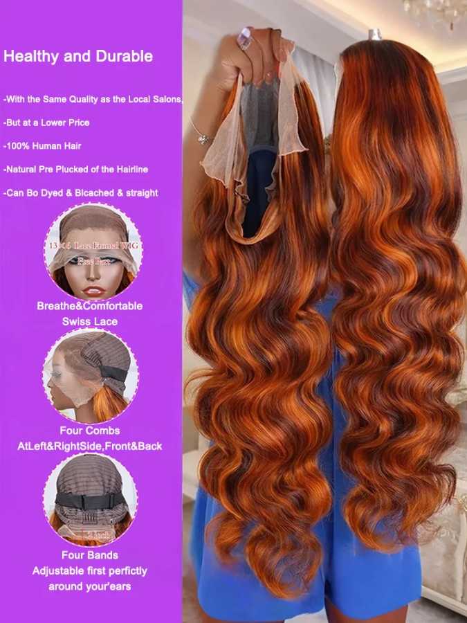 Фотография №1 товара Парик из натуральных волос 4/350 Highlight Ombre Body Wave, 13x6