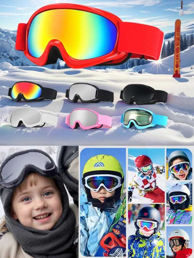 Новые милые детские лыжные очки JSJM для детей 4-14 лет, с защитой от запотевания, UV400, для зимних видов спорта, сноуборда и катания на лыжах Лыжи и сноубординг