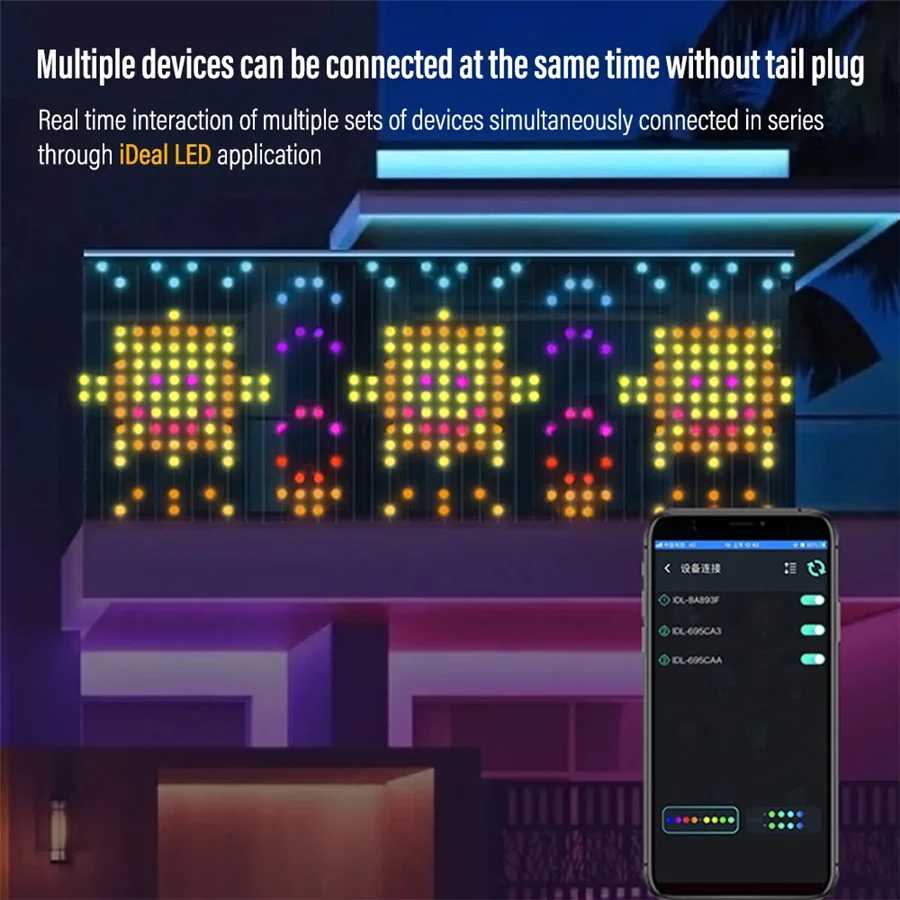Умные 3*3 м 400 светодиодов RGB гирлянды для штор с управлением через приложение Рождественская гирлянда гирлянда DIY изображение дисплей огни для свадебной вечеринки Праздничное освещение