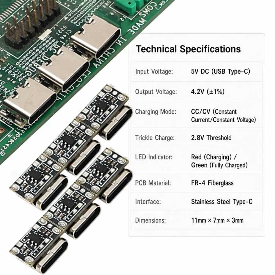 Фотография №2 товара 20-1 шт. Мини-преобразователь интерфейса Type-C для быстрой зарядки литиевых аккумуляторов