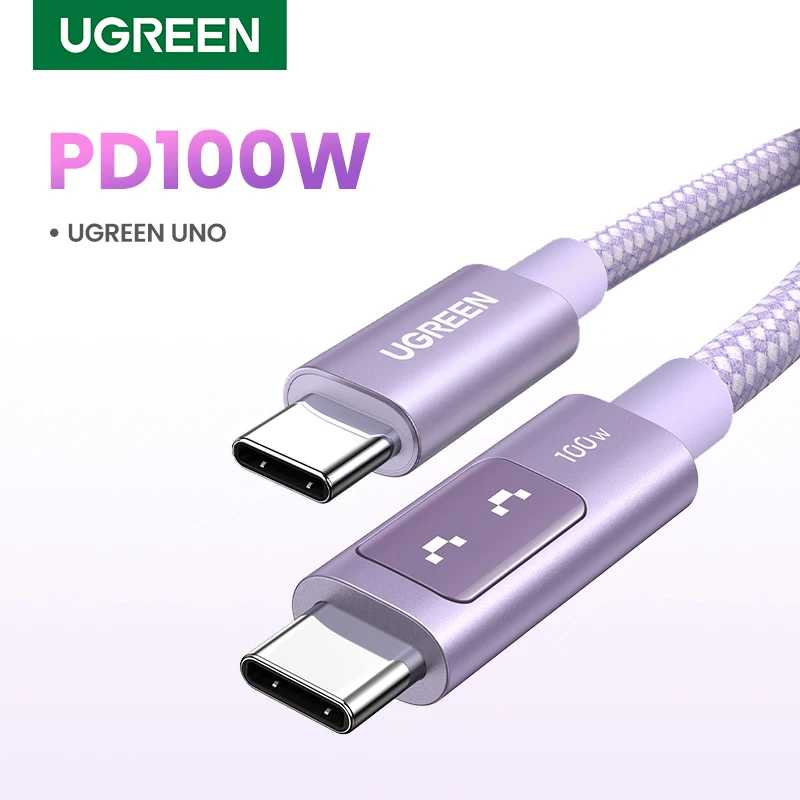 Кабель UGREEN USB-C на USB-C, разноцветный, 100 Вт/60 Вт, с быстрой зарядкой PD Quick Charge 3.0/4.0, для ноутбуков, iPhone 17, Samsung S25, Xiaomi Аксессуары для мобильных телефонов
