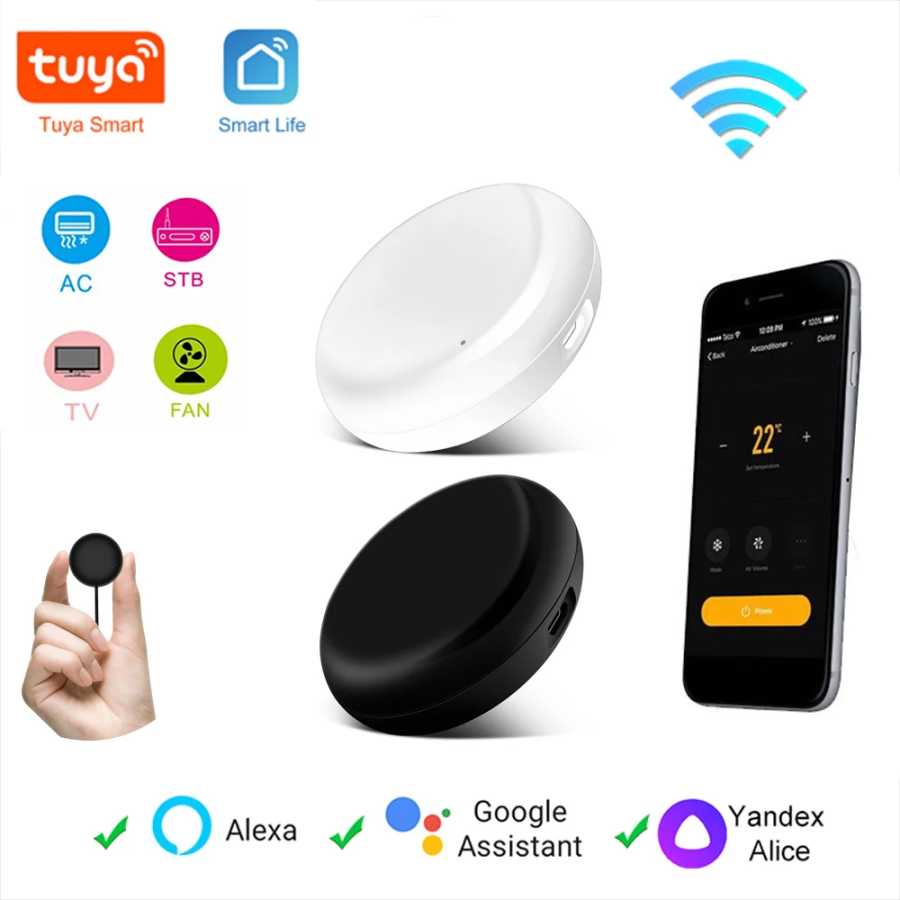 Wi-Fi Smart Универсальный ИК-пульт дистанционного управления DIY Инфракрасный пульт дистанционного управления для ТВ-кондиционера через Alexa Google Home Tuya Smart Life Доступ к автоматизации здания