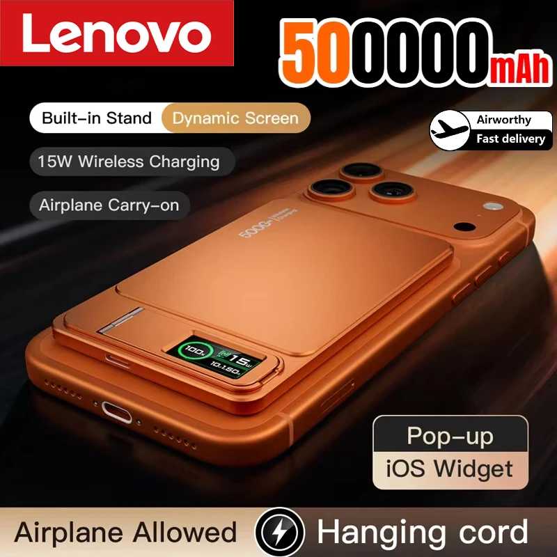 Внешний аккумулятор Lenovo 500000 мАч с магнитной беспроводной сверхбыстрой зарядкой для Magsafe Powerbank для iPhone 17/16/15/14 Аксессуары для мобильных телефонов