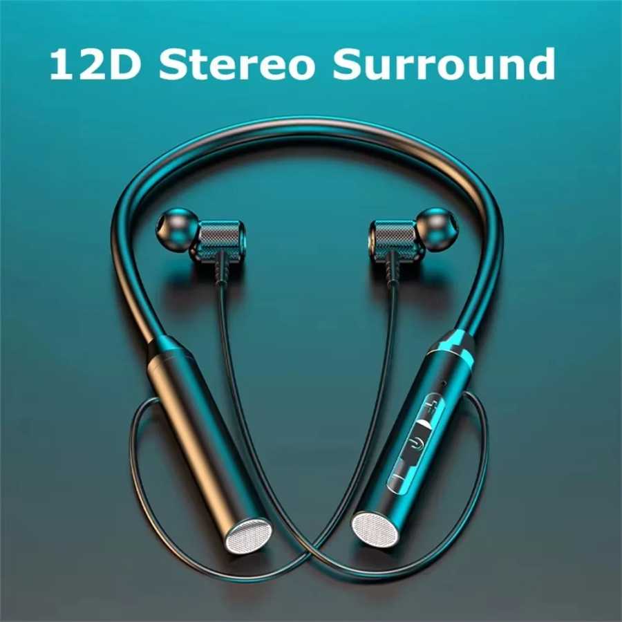 Беспроводные Bluetooth-наушники с шейным ремешком, игровые стерео спортивные наушники с лямкой на шее, водонепроницаемые магнитные наушники со светодиодным дисплеем Портативное аудио и видео