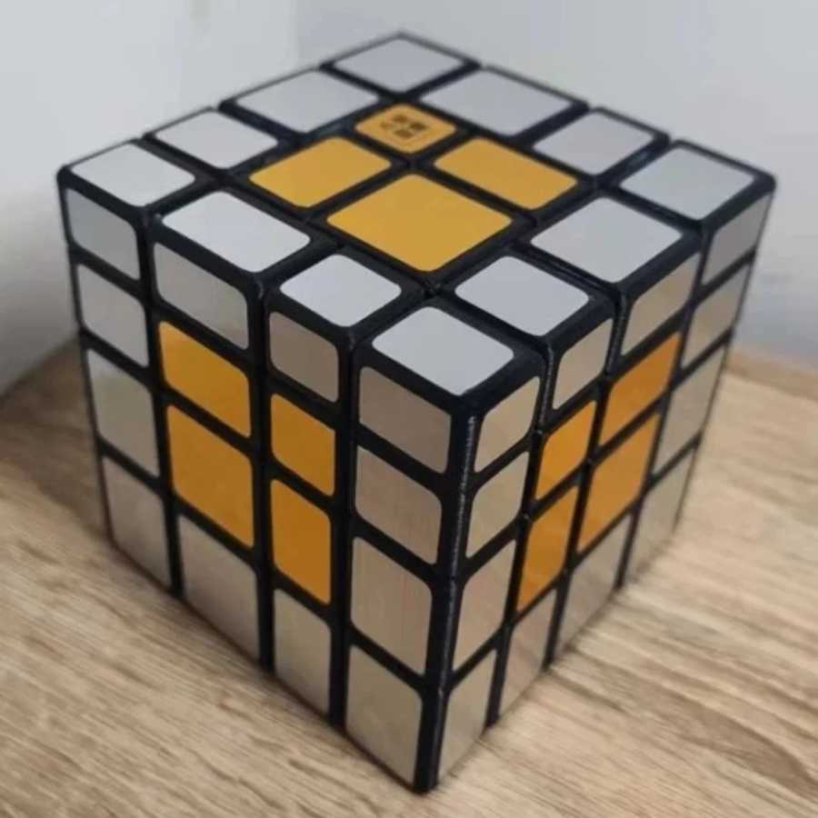 Новый Super Mirror 4x4x4 Cube Calvin's Puzzle 4x4 Cube Черный корпус с золотой этикеткой (Lee Mod) Игрушки Magic Cube с литым покрытием Игры и головоломки