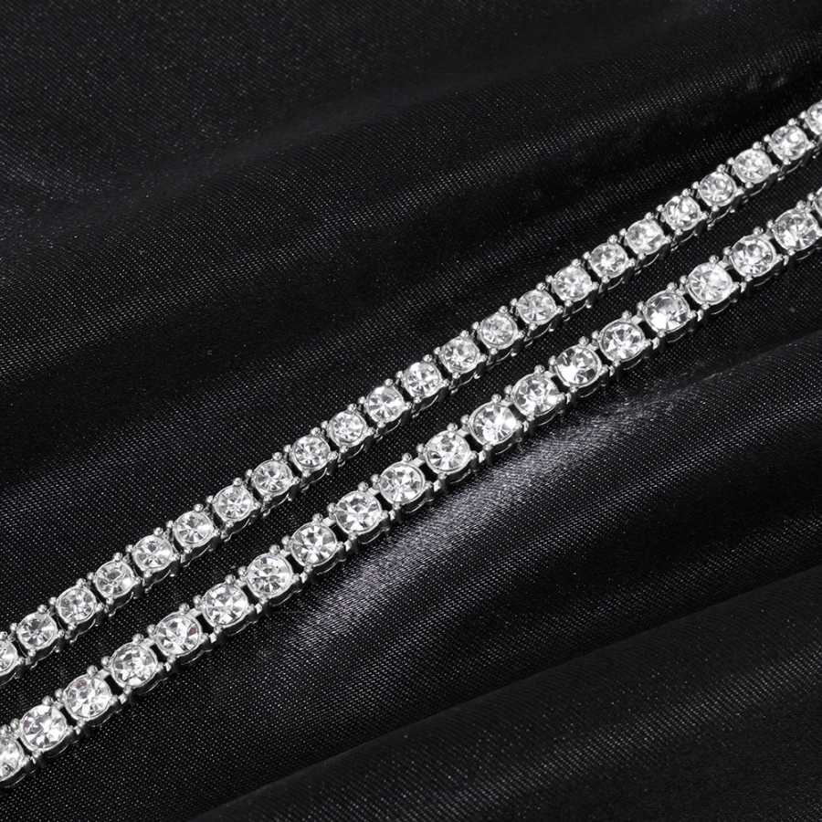 Фотография №2 товара Хип-хоп 5 мм теннисная цепочка Iced Out браслет ожерелье мужская