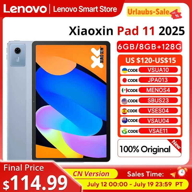 Оригинальный планшет Lenovo Xiaoxin Pad 11 2025, китайская версия, MediaTek Dimensity 6300, 11-дюймовый экран 2.5K, 7040 мАч, Wi-Fi, Android, планшетный ПК Планшеты