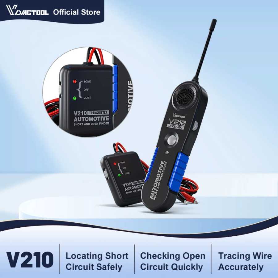 VDIAGTOOL V210 Автомобильный тестер-искатель обрывов и коротких замыканий, трассировщик проводов, электрический тестер, DC 6-42В Инструмент для ремонта автомобилей