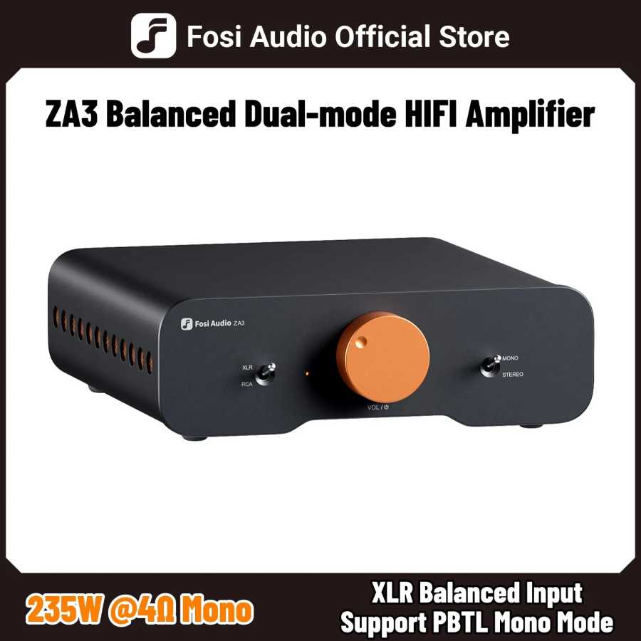 Fosi Audio ZA3 Стереофонический усилитель мощности Fosi Audio TPA3255 класса D HiFi для пассивных полочных колонок с входами XLR/RCA/балансными входами ТВ, аудио- и видеотехника