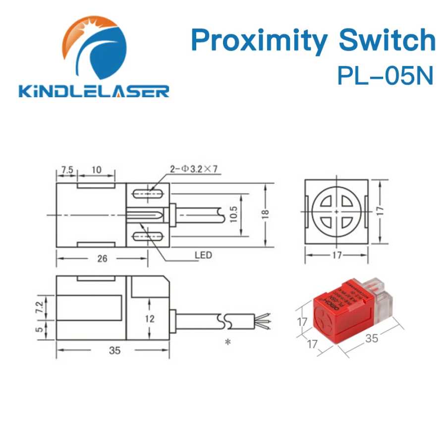 Фотография №2 товара Индуктивные датчики приближения KINDLELASER PL-05N, 5 мм, выход NPN, DC10-30В,