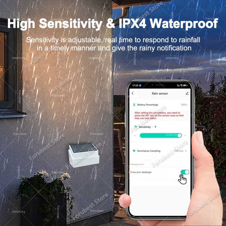 Фотография №4 товара 2 в 1 Zigbee детектор дождя датчик дождя с яркостью