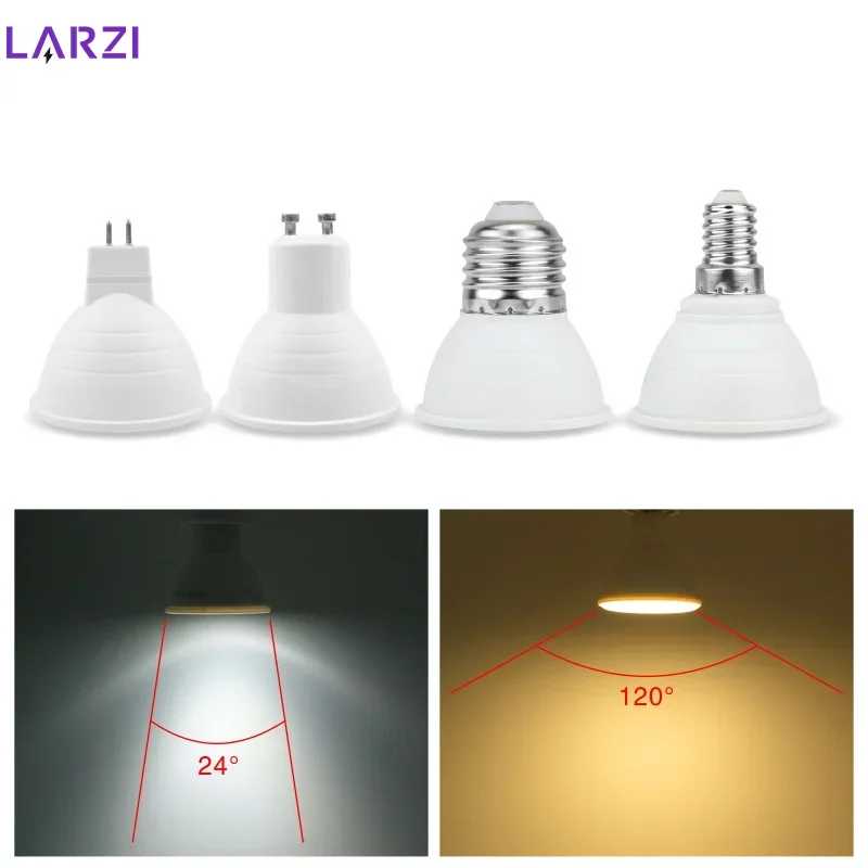 Светодиодная лампа LED E27 E14 MR16 GU10 GU5.3, 6 Вт, 220-240 В, 24/120 градусов, точечный светильник LED Лампочки и световые трубки