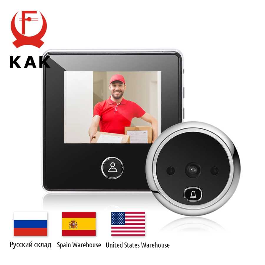 KAK 2,8 "ЖК-экран, электронный дверной глазок, ИК-ночная дверная камера, запись фотографий, цифровой дверной глазок, умный дверной звонок Доступ к автоматизации здания