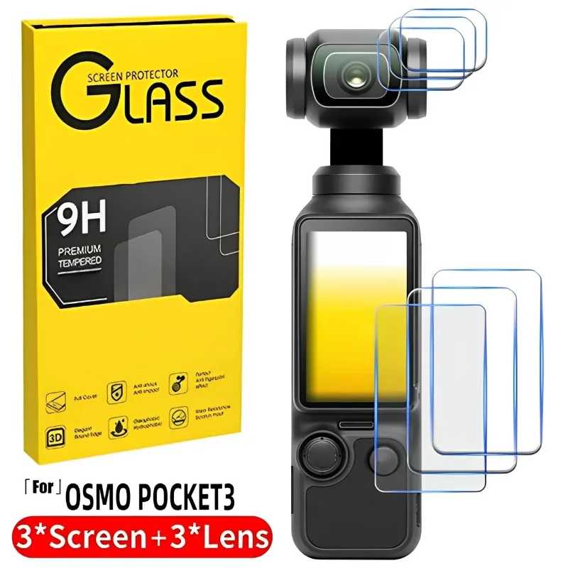 Защитная пленка из закаленного стекла для DJI Osmo Pocket 4/3, устойчивая к царапинам, для экрана и объектива камеры DJI Pocket 3 Фото- и видеотехника