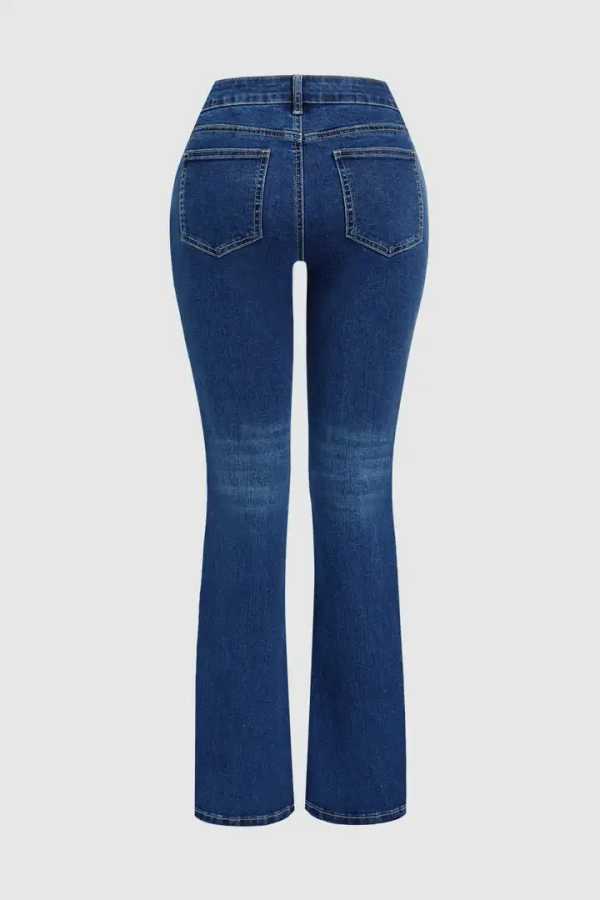 Фотография №5 товара Джинсы-клеш Bootcut с цветочной вышивкой, повседневные, винтажные, с высокой талией,