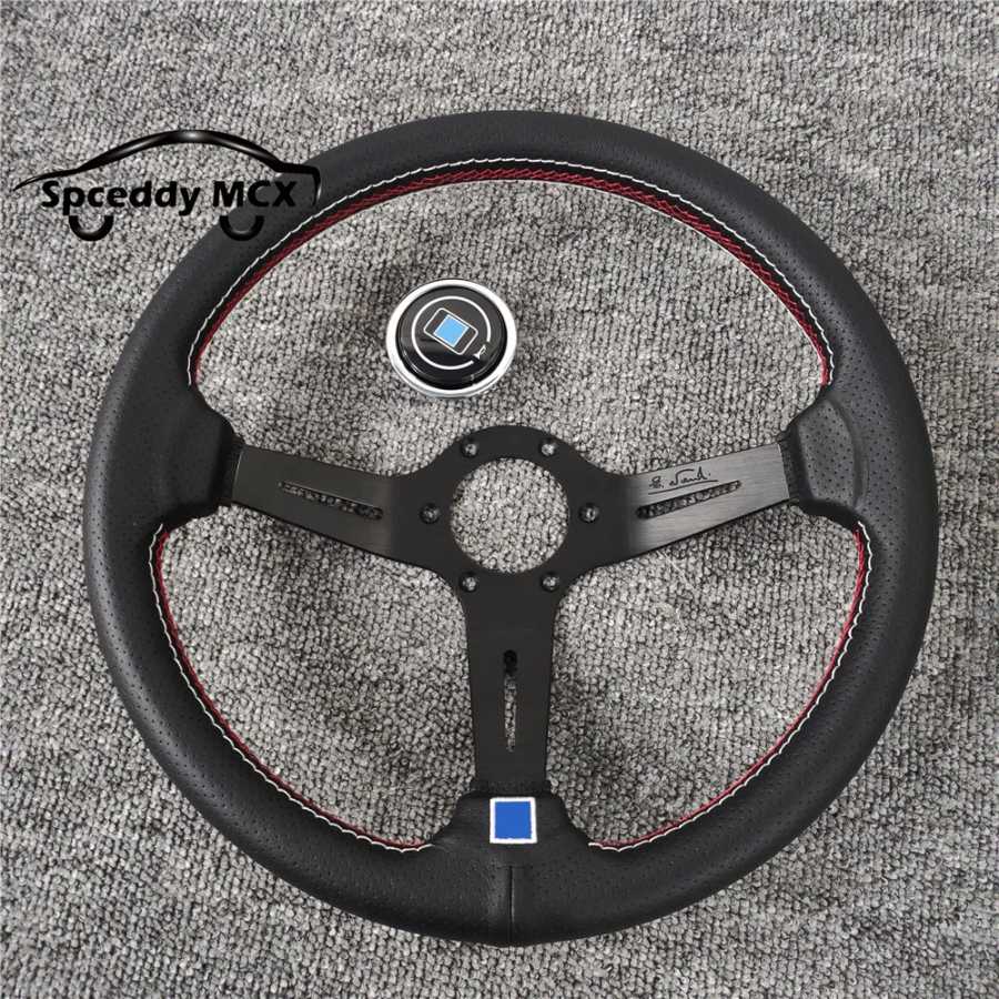 Фотография №1 товара Spceddy, для руля, 14 дюймов, 350 мм, ПЕРФОРИРОВАННОЕ кожаное вогнутое