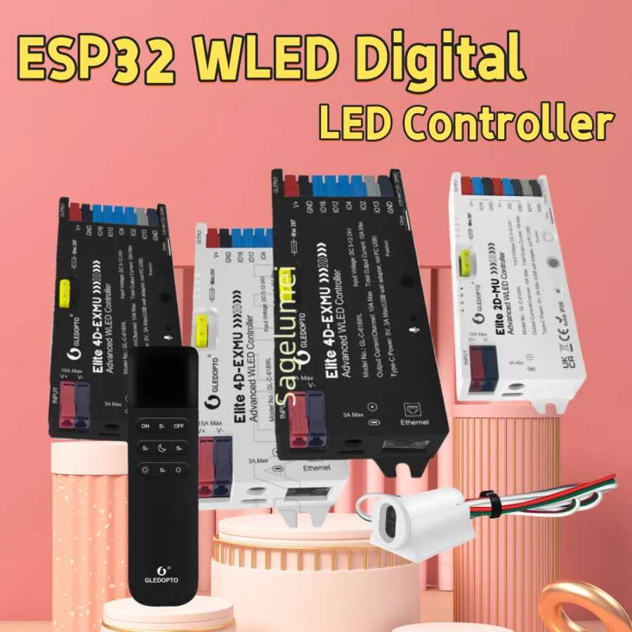 GL-C-615WL/GL-C-616WL/GL-C-618WL/GL-SW-001/GL-RC-001WL Elite Advanced ESP32 WLED Контроллер светодиодной ленты DIY Light Digital Аксессуары для освещения