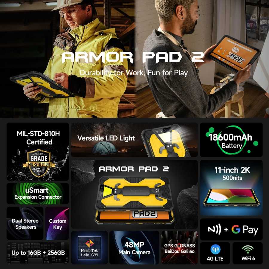 Фотография №1 товара Ulefone Armor Pad 2 — защищенный планшет на Android 13,