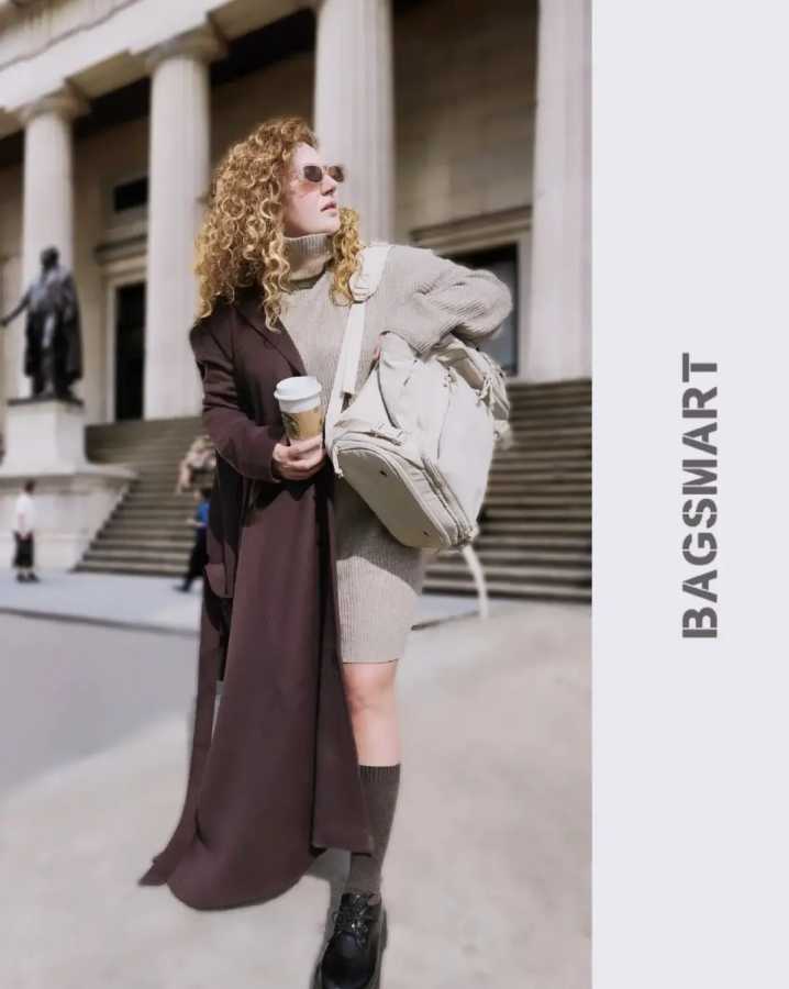 Фотография №5 товара BAGSMART дорожный рюкзак большой емкости с вакуумной компрессией женский рюкзак