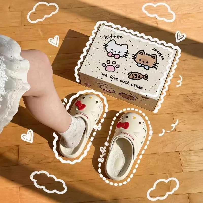Фотография №2 товара Сандалии Hello Kitty с аниме-принтом Sanrio Kawaii, нескользящие летние тапочки