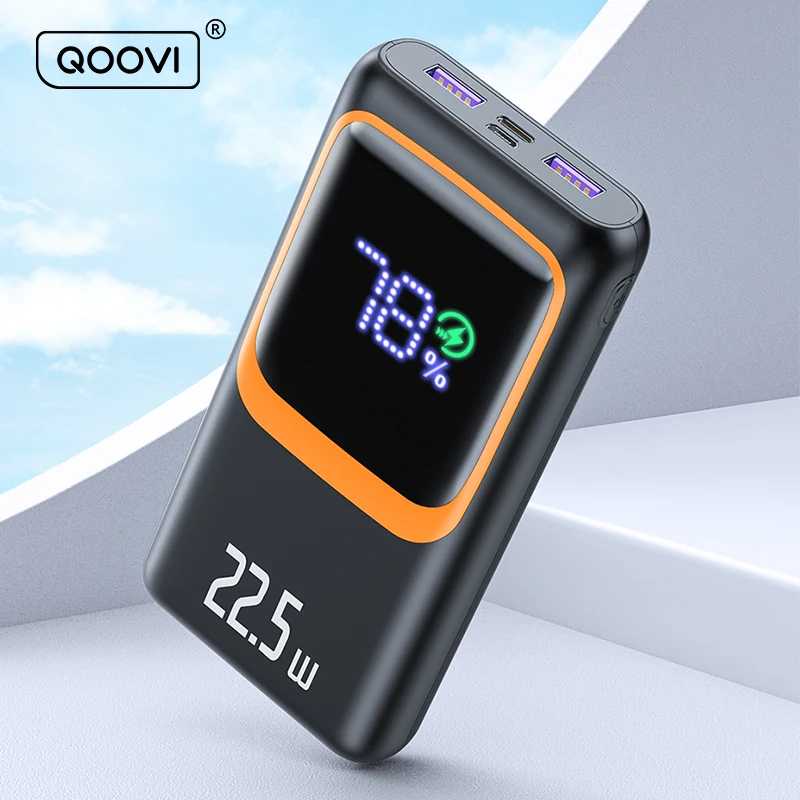 QOOVI 20000 мАч внешний аккумулятор большой емкости PD 22,5 Вт портативное зарядное устройство для быстрой зарядки для Samsung iPhone Xiaomi Аксессуары для мобильных телефонов