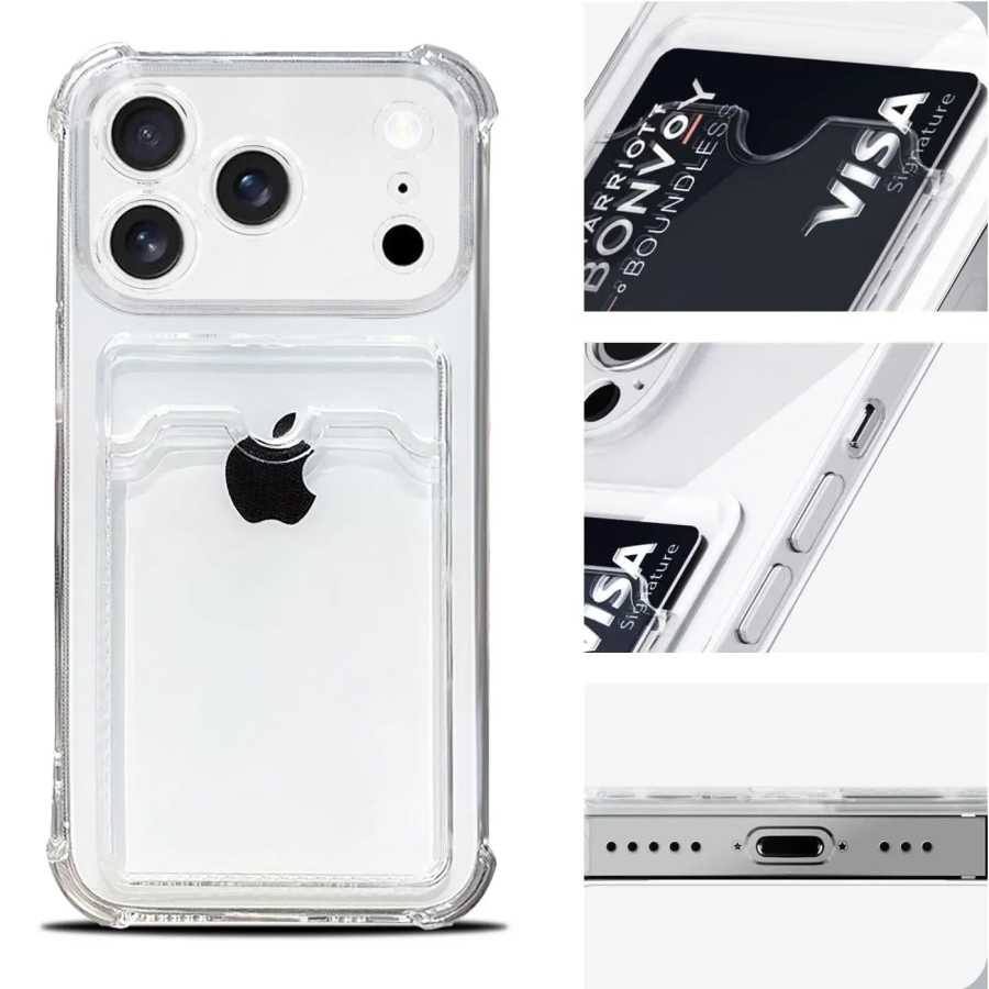 Чехол для iPhone 17, 16, 15 Pro Max, прозрачная крышка, мягкая сумка-кошелек из ТПУ с слотом для карт, противоударный для iphone 17, Air 14 Plus 13 12 11 Чехлы и чехлы для мобильных телефонов