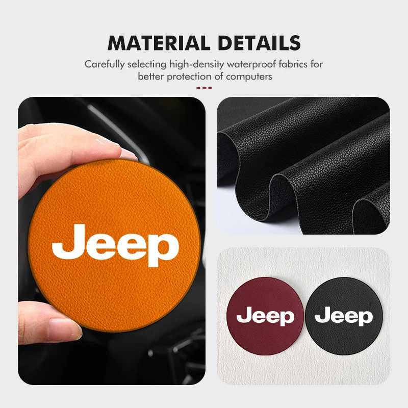 Фотография №1 товара Для Jeep 2 шт., подставка с логотипом автомобиля, замшевые противоскользящие