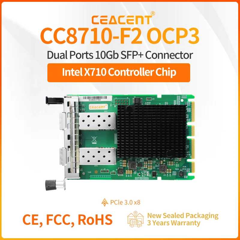 X710-F2 OCP3 CEACENT CC8710-F2 OCP3 Intel X710-BM2 10G OCP 3.0 NIC Dual SFP+Port Wried Network Adepter Сетевое оборудование