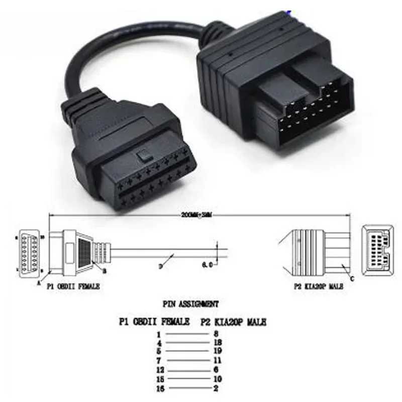 Для KIA 20-контактный до 16-контактный OBD2 OBD диагностический инструмент сканер адаптер для считывания кодов автомобильный соединительный кабель Инструмент для ремонта автомобилей