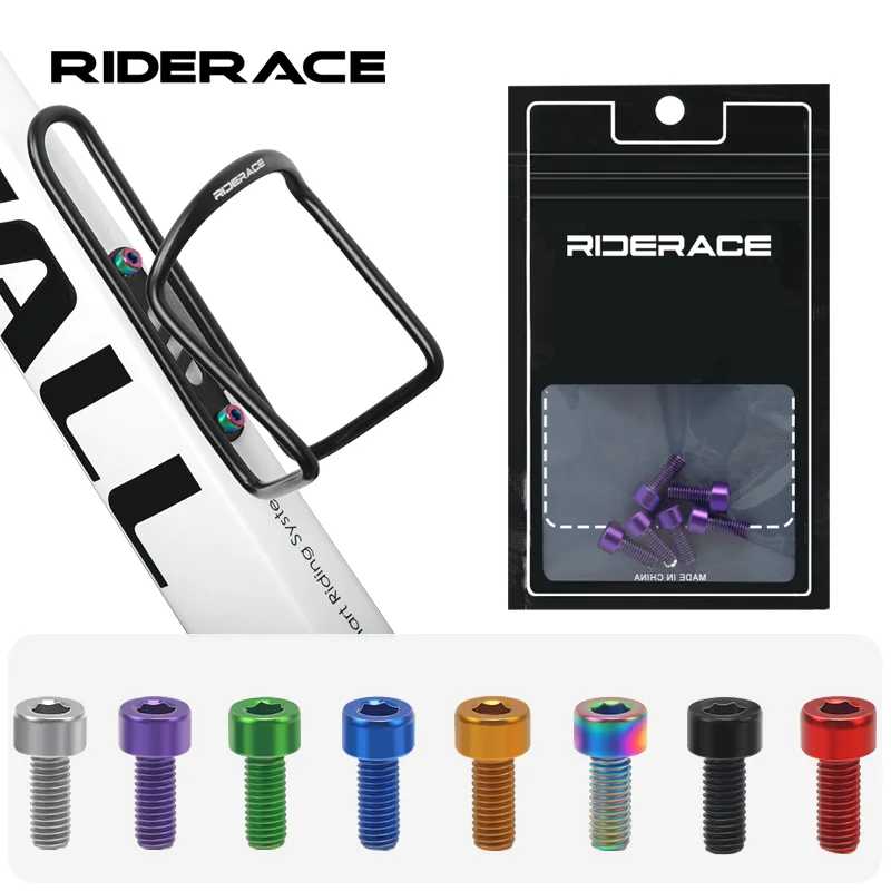 RIDERACE 6 шт./компл. велосипедная клетка для бутылки с водой винты стальные красочные M5 * 12 мм MTB горный велосипед держатель воздушного насоса кронштейн фиксированный болт Велоспорт
