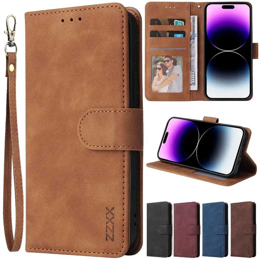 Кожаный чехол-бумажник ZZXX для iPhone 17e 16 Pro Max 15 14 13 Mini 12 11 X XS XR SE2 8 7 6s Plus с откидной крышкой и слотом для карт Чехлы и чехлы для мобильных телефонов