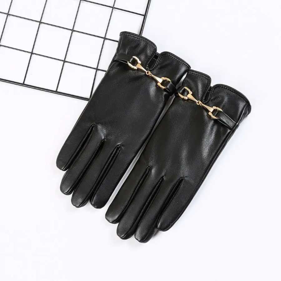 Fashion PU Leather Gloves Windproof Waterproof Full Finge Driving GlovesThicken Outdoor Sports Winter Warm Touch Screen Gloves Перчатки и варежки