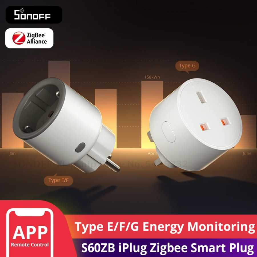 Умная розетка SONOFF S60ZB IPlug Zigbee с мониторингом энергопотребления, беспроводной таймер, голосовое управление Google Home, Amazon Alexa Умная электроника