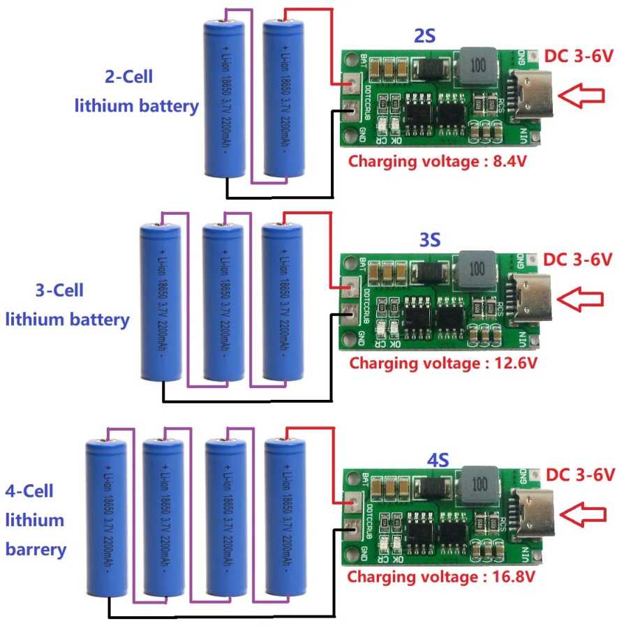 Тип C BMS 2S 3S 4S 1A 2A 4A 18650 Плата зарядного устройства для литиевых батарей USB C повышающий модуль для Li-Po Polymer Power Bank Аксессуары и запчасти