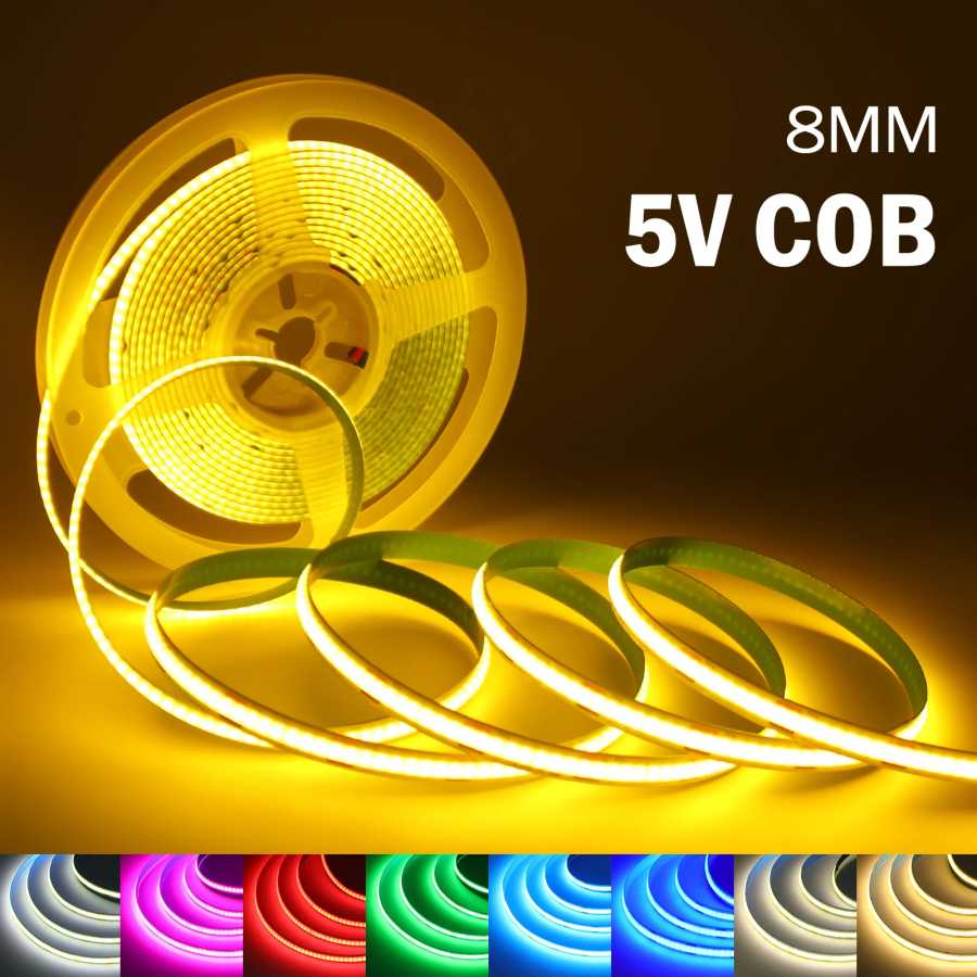 Фотография №1 товара 8 мм COB светодиодная лента 5 В 320 светодиодов/м датчик