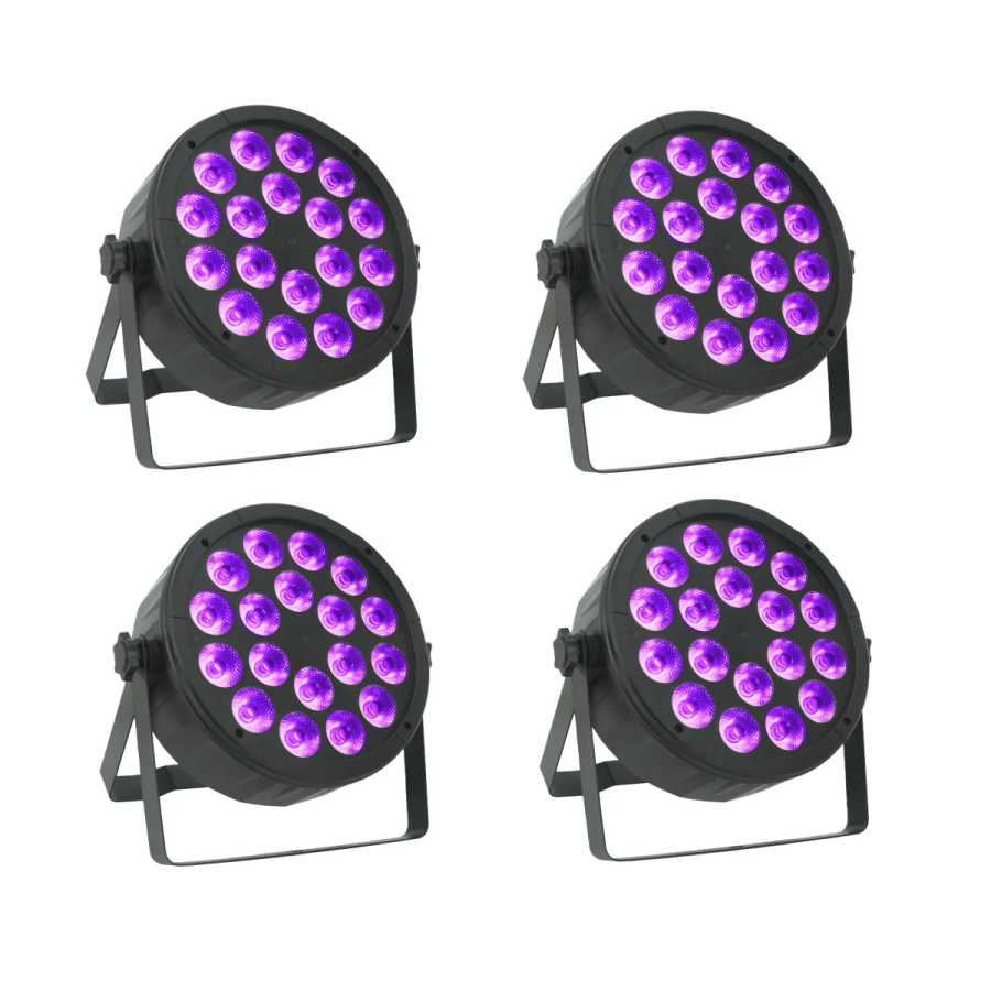 Комплект из 4 светодиодных прожекторов LED Par 18x12W RGBW 4-в-1, DMX512, для дискотек, профессиональное сценическое DJ-оборудование, быстрая доставка Коммерческое освещение
