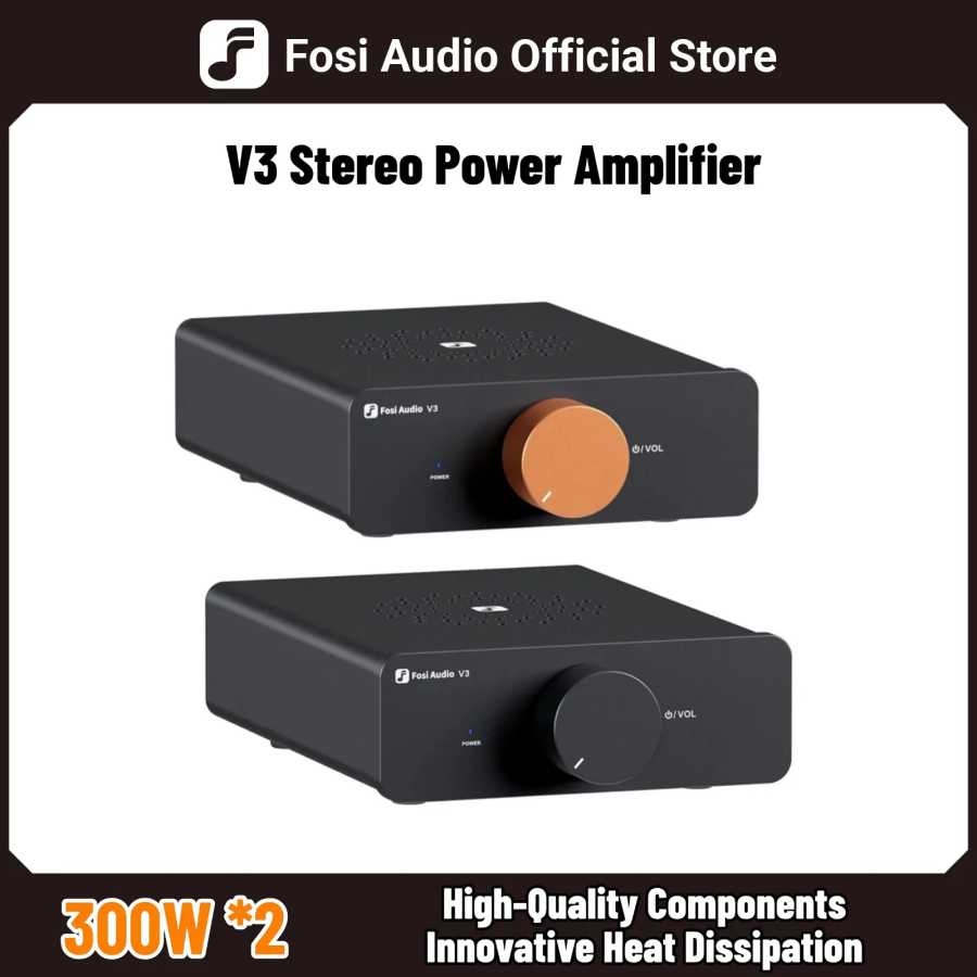 Fosi Audio V3 Стерео усилитель мощности 300 Вт * 2 TPA3255 Мини-усилитель класса D 2-канальный аудиоусилитель для сабвуфера Пассивная книжная полка ТВ, аудио- и видеотехника