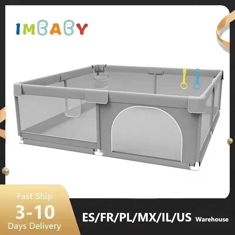 Детские манежи IMBABY, светло-серые Corralito для детской игровой площадки с кольцом, детский защитный барьер, забор, коробка для мячей, игровой манеж Прогулки и досуг