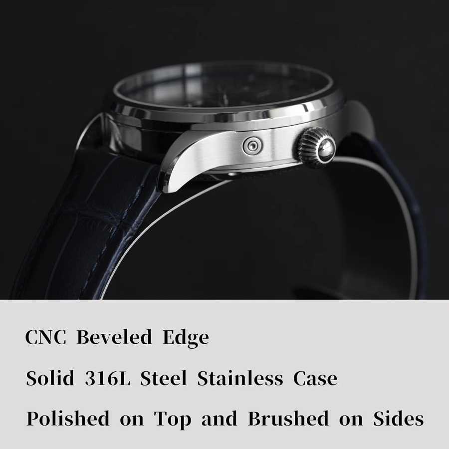 Фотография №3 товара Мужские часы Sugess, ограниченная серия, лунный фаз, 316L нержавеющая сталь,