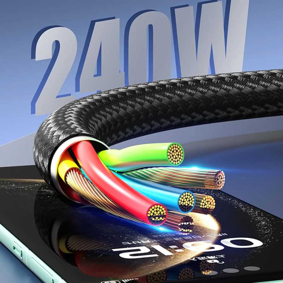 Фотография №4 товара Кабель USB-C на USB-C 240 Вт с чипом E-marker, оплеткой