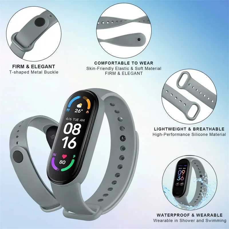 Фотография №2 товара Силиконовый ремешок для часов Xiaomi Mi Band 7 6 5
